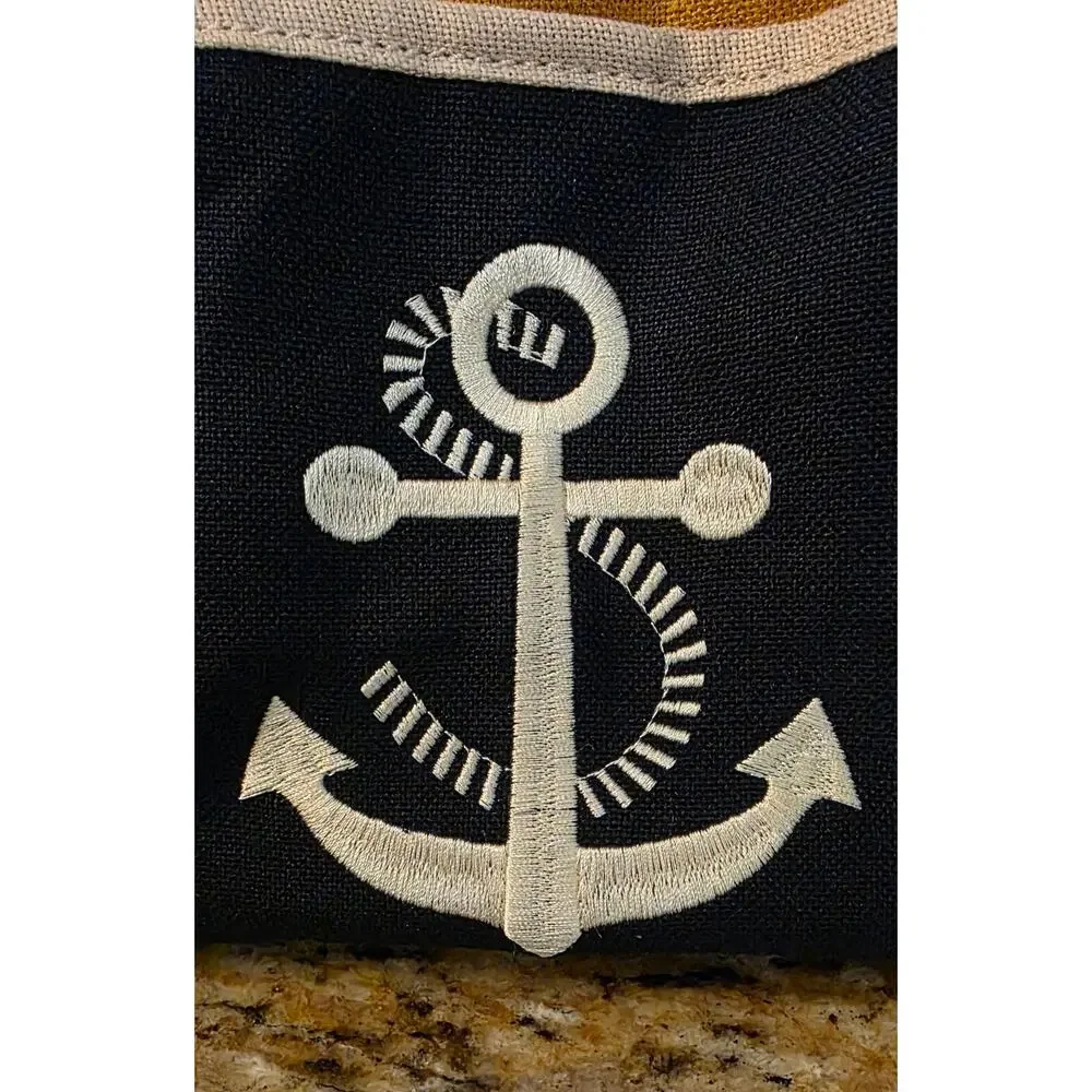 Spartina 449 Daufuskie Island Cargo Duffel Bag Golden Two Tone Anchor Large NWOT